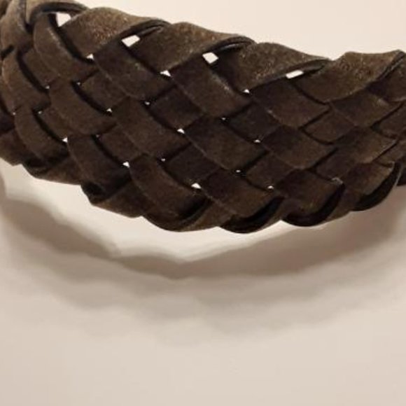 Brown Braided Woven Suede Leather Fringe Tie Belt - Picture 5 of 8